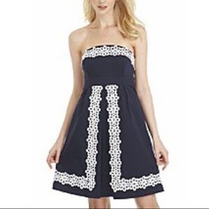 Lilly Pulitzer Strapless Navy and White Dress